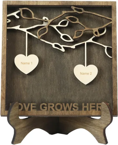 Miniatura 36 de Árbol genealógico con etiqueta de corazón, placas de madera grabadas personalizadas, regalos personalizados para madres, padres, escritorio, nombres