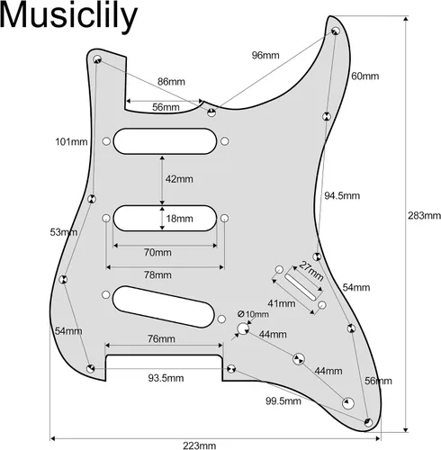 Miniatura 2 de Musiclily Golpeador ST-SSS básico precableado con mini riel de cerámica Humbucker para guitarra eléctrica Strat Style, 3 capas blanco envejecido