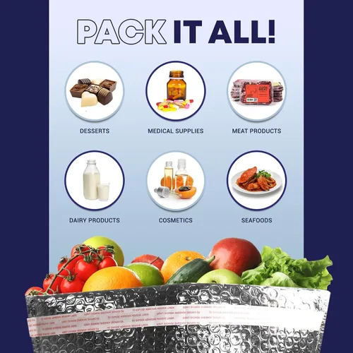 Miniatura 6 de Paquete de 50 forros aislados de 8 x 8 x 8 pulgadas – Bolsas de envío aisladas autosellantes para alimentos y productos perecederos – Forros