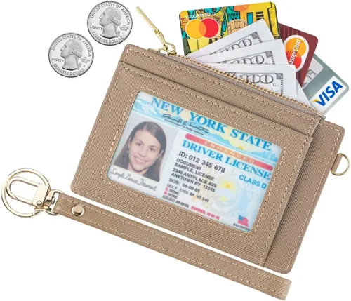 Miniatura 2 de Wikavanli Funda delgada para mujer con bloqueo RFID para tarjetas de crédito, tarjetero con cremallera para identificación, cartera pequeña