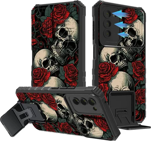 Miniatura 308 de Funda para Samsung Galaxy S22 Ultra 5G, Galaxy S22 Ultra con cubierta de cámara deslizante, funda resistente de doble capa con función atril Black