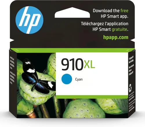 HP Cartucho de tinta cian de alto rendimiento 910XL | Funciona con OfficeJet 8010, 8020, Pro 8020, 8030 | Elegible para tinta instantánea | 3YL62AN