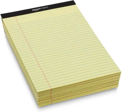 Miniatura 5 de Amazon Basics Bloc de notas de escritura con rayas anchas de 50 hojas, 8.5 x 11.75 pulgadas, paquete de 12, 600 hojas perforadas, canario