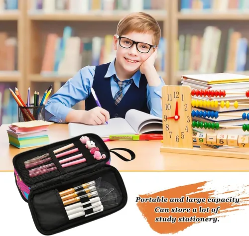 Miniatura 6 de Estuche para lápices de gran capacidad de los años 80 y 90, bolsa para lápices, oficina, escuela, bolsa grande para bolígrafos con almacenamiento