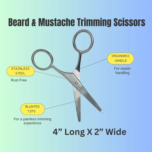 Miniatura 2 de G.B.S Tijeras de barba 3n1 para hombre, corte y peinado, tijeras de acero inoxidable para barba, bigote, cejas, pelo de nariz, estuche de viaje