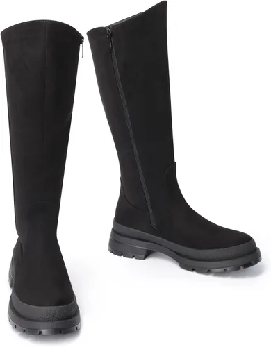 Miniatura 4 de DREAM PAIRS Botas altas hasta la rodilla para mujer, cómodas botas de suela con cremallera lateral para mujer