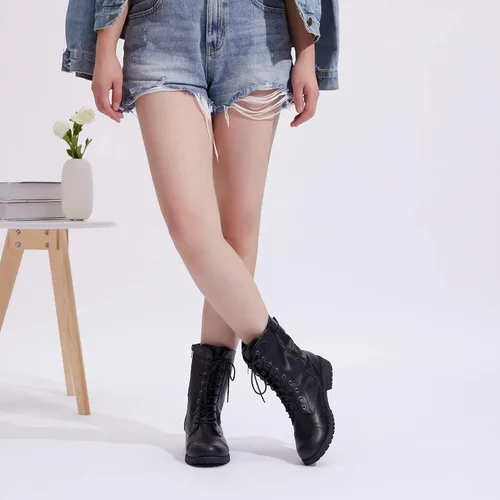 Miniatura 2 de Vepose Botas de combate militares de 28 a media pantorrilla para mujer con bolsillo tipo billetera para cuchillo de tarjetas