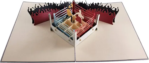 Miniatura 2 de iGifts And Cards Tarjeta de felicitación desplegable 3D de boxeo – Deportes, Negro, Lucha, Multitudes, Ganador – Se pliega – Diversión, Solo Porque