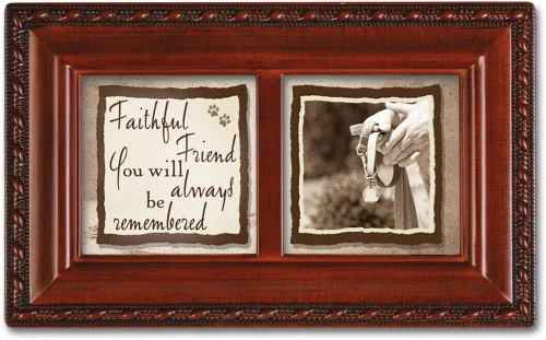 Cottage Garden Fiel Amigo Mascota Memorial Woodgrain Pequeña Caja de Música Juega Eso para qué Amigos son
