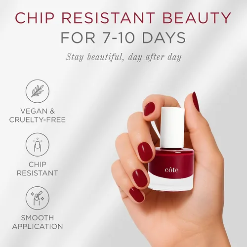 Miniatura 4 de Cote Beauty's - Esmalte de uñas natural Warm Rich Berry, acabado lujoso, cremoso, de larga duración, resistente a las astillas, vegano y libre