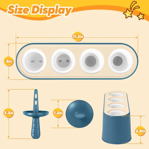 Miniatura 6 de Juego de 4 moldes para paletas caseras de silicona, moldes para helados, de fácil liberación, reutilizables, moldes para hacer bricolaje