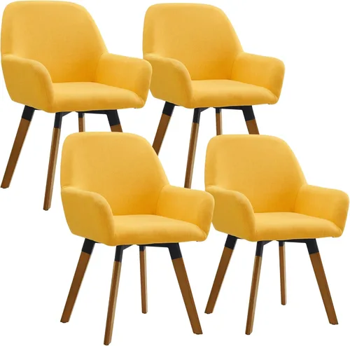 Miniatura 8 de Art Leon Sillas de comedor giratorias, juego de 2 sillas modernas de mediados de siglo, sillas tapizadas de tela de lino para cocina, comedor, silla