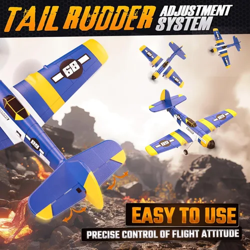 Miniatura 7 de BEZGAR Avión RC HQ089, Drones para niños, avión de control remoto de giroscopio de 6 ejes, helicóptero RC, fácil control para principiantes, Azul