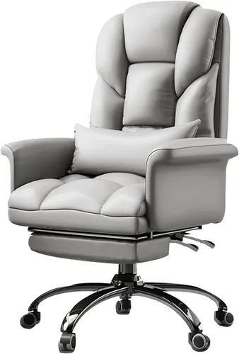 Miniatura 9 de Ergonomic Office Chair with Footrest, High Back PU Leather Executive Computer Chair with 135° Backrest and Lumbar Support for Home Desk Task, Easy