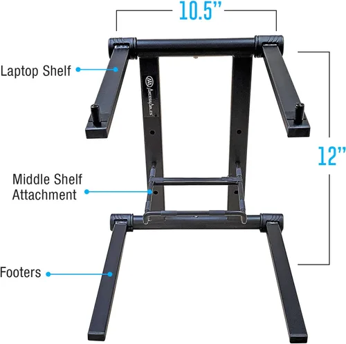 Miniatura 2 de AXA AXCESSABLES Soporte para portátil DJ con bolsa de viaje Soporte portátil plegable de aluminio para portátiles de hasta 15 pulgadas y 20 libras