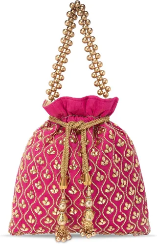 Miniatura 6 de Aheli Potli Monederos para mujer, hecho a mano, bolso de noche, elegante pulsera de moda nupcial