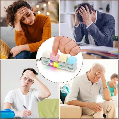 Miniatura 5 de Juguetes de fidget de teclado para adultos, clicker de teclado con luz LED, llavero de juguetes sensoriales divertidos de fidget para ansiedad