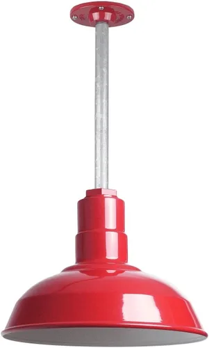 Miniatura 86 de Steel Lighting Co. El Segundo - Lámpara de granero Colgante montado en el techo Domo de 12 pulgadas Vástago de 12 pulgadas Luz de acero