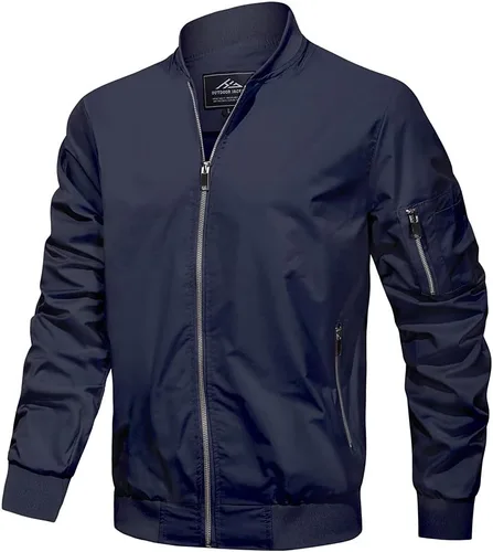 Miniatura 2 de HJWWIN Men's Slim Fit Lightweight Softshell Flight Bomber Jacket Spring Fall Coat with Pockets