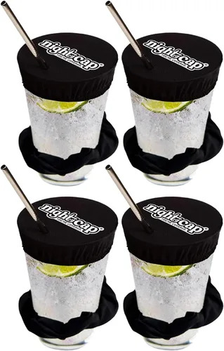 Miniatura 20 de Nightcap Coletero Cubrevasos - El Coletero Reutilizable para Prevención de Adulteración de Bebidas Como se Vio en Shark Tank Negro