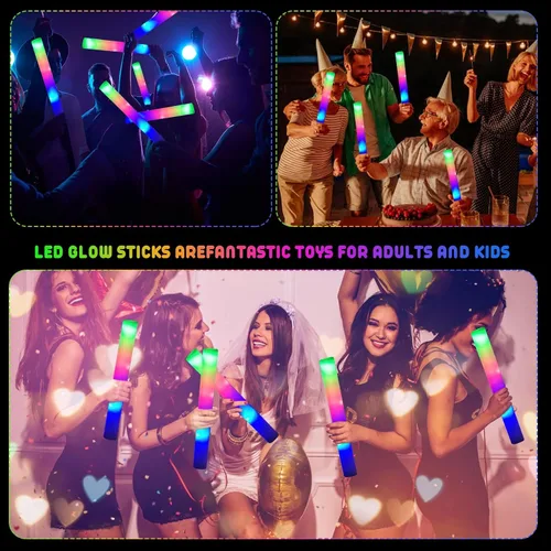Miniatura 6 de LifBetter Varillas luminosas a granel, varillas de espuma LED en la oscuridad con 3 modos intermitentes de espuma LED multicolor iluminan recuerdos