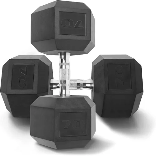 Miniatura 10 de WF Athletic Supply - Par de mancuernas hexagonales de hierro fundido con revestimiento de goma para tonificación muscular, entrenamiento de cuerpo