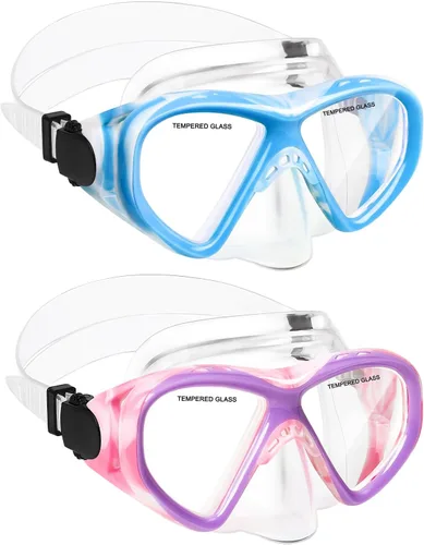 Miniatura 14 de ACQCES Gafas de natación para niños, máscara de buceo para niños y niñas de 5 a 15 años, gafas de natación antivaho de dos colores con cubierta