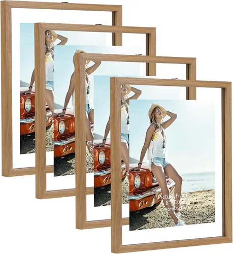 Miniatura 11 de Trwcrt Juego de marcos de fotos de 5 x 7 pulgadas, juego de 4, marcos de fotos flotantes de doble vidrio para exhibir hasta 7 x 9 fotos para mesa