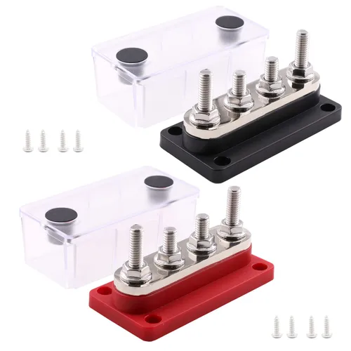 Miniatura 9 de Barra de bus de cobre de 12 V 300 A con 4 pernos de batería de 5/16 pulgadas, bloques de distribución de energía, barra colectora marina, barra