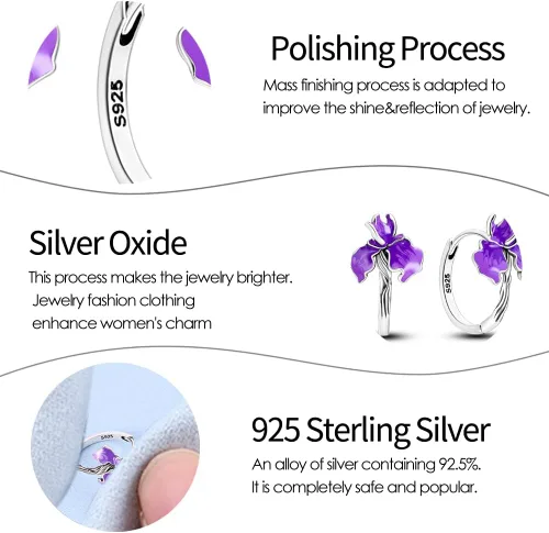 Miniatura 3 de Aretes de plata de ley 925 para mujer, aretes de aro hipoalergénicos en forma de U en forma de corazón