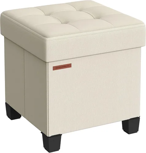 Miniatura 14 de SONGMICS Otomana de almacenamiento, reposapiés otomano pequeño con patas, taburete de pie de 12.6 x 15.8 x 13.2 pulgadas, carga de hasta 660 libras