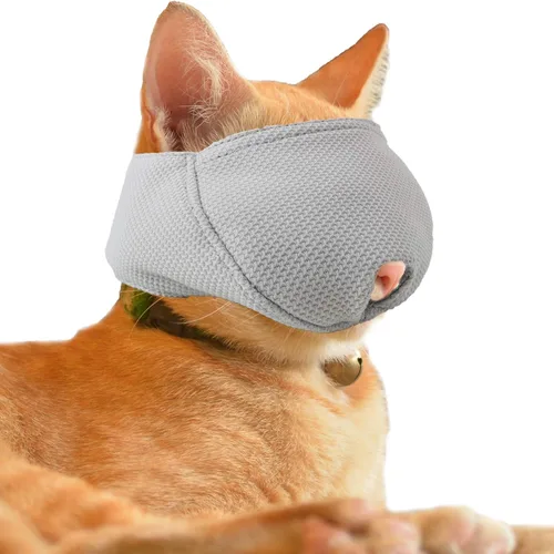 Miniatura 6 de Bozal para gatos con malla transpirable, bozal protector bucal de gato para evitar mordeduras y masticar (XS - negro)