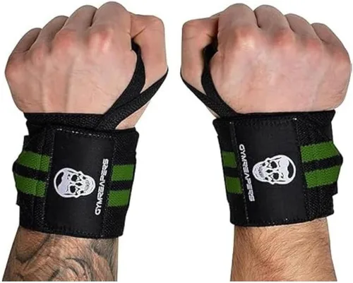Miniatura 12 de Gymreapers Muñequeras de levantamiento de pesas (aprobadas por IPF) de 18 pulgadas, soporte de muñeca de calidad profesional con lazo para el pulgar