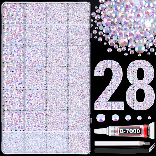 Miniatura 24 de 30000 diamantes de imitación de resina para deslumbrar con pegamento de joyería B7000, gemas de imitación doradas para manualidades, ropa, vasos