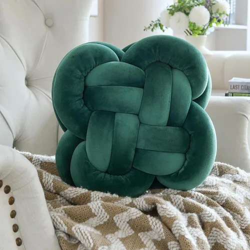 Bola de almohada de nudo, cojines decorativos con tela de terciopelo para sofá cama, decoración de 12 pulgadas, cojines cuadrados anudados para sala