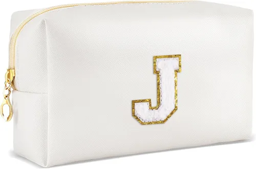 Miniatura 39 de URSKYTOUS Regalos para niñas, bolsa de maquillaje con inicial, bolsa de cosméticos personalizada con cremallera, bonita bolsa de aseo de viaje, Azul