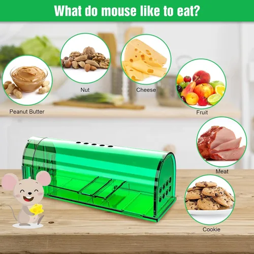Miniatura 3 de 4 trampas para ratones humanas que no matan, trampas para ratones vivos y paquete de 10 trampas adhesivas para ratones para interiores, trampas