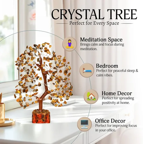 Miniatura 4 de YATSKIA Árbol de cristal de ojo de tigre, árbol de la vida, piedra de ojo de tigre, árbol de piedras preciosas, decoración de cristal, decoración