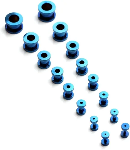 Miniatura 18 de Ruifan kit de 16 expansores de acero quirúrgico, 8 pares, 14 g - 00 g (1.6 mm-10 mm)