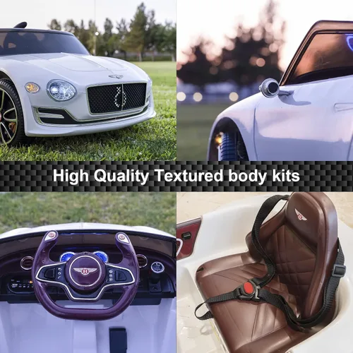 Miniatura 3 de SEHOMY - Auto blanco eléctrico para niños de 12 V con control remoto para padres, autos con licencia Bentley para niños, auto de juguete para niños