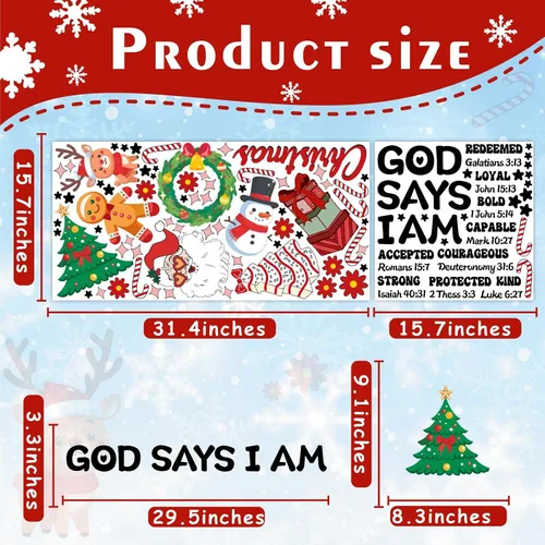 Miniatura 4 de Calcomanías de pared de Navidad, citas de Navidad, calcomanías de pared para decoración de interiores inspiradoras para niños, calcomanías de pared