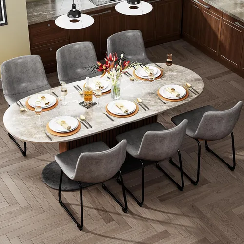Miniatura 35 de YaFiti - Juego de 2 sillas de comedor de 18 pulgadas, sillas modernas tapizadas para comedor con cojines de piel sintética y patas de metal, silla