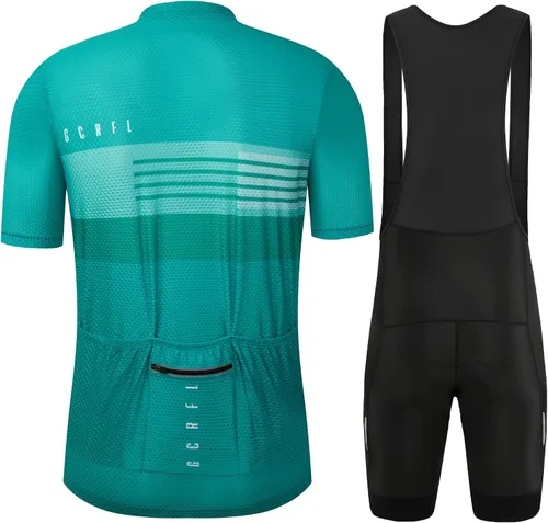 Miniatura 22 de GCRFL Conjunto de camiseta de ciclismo para hombre, camiseta ligera para ciclismo de carretera, pantalones cortos con bolsillos acolchados