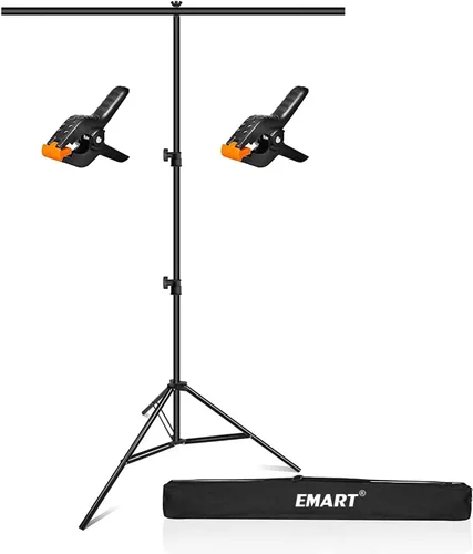 Miniatura 9 de EMART Kit de soporte de fondo portátil en forma de T de 8.5 x 5 pies con marco ajustable, 4 abrazaderas de resorte y bolsa de transporte