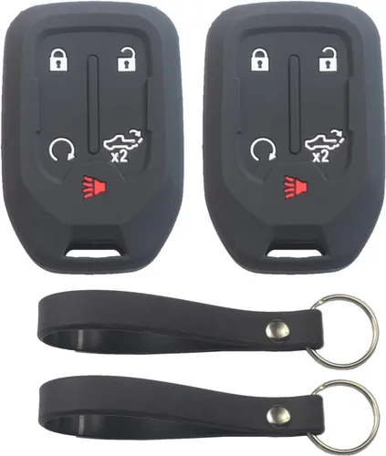 Miniatura 12 de 2 fundas para llavero de 5 botones compatibles con Chevy Silverado, Gris negro, Pequeño