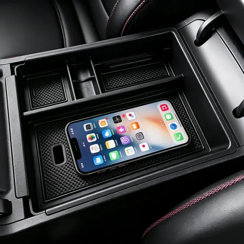 Autorder Organizador de consola central para Hyundai Santa Cruz 2022-2026, accesorios para reposabrazos de automóvil, caja de almacenamiento para
