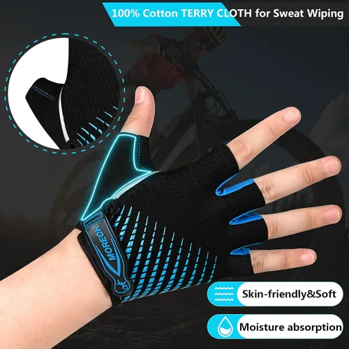 Miniatura 4 de BIKINGMOREOK Guantes de ciclismo para hombres y mujeres, guantes de bicicleta transpirables, almohadillas de gel de 0.197in, guantes de bicicleta