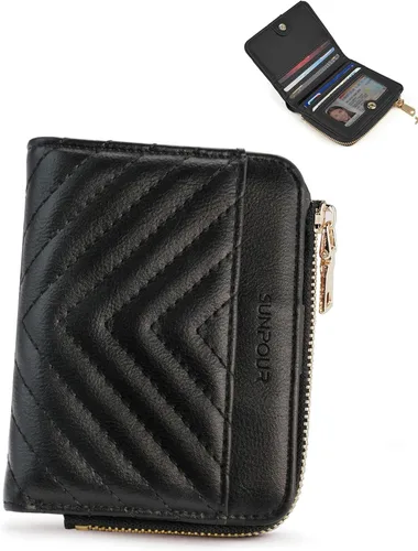 Miniatura 21 de Billeteras pequeñas y plegables para mujer, mini-cartera RFID para mujer, tarjetero delgado con bolsillo con cremallera para monedas y 2 ventanas