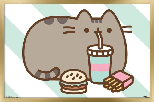 Miniatura 14 de Trends International Pusheen - Póster de pared de alimentos, 14.725 x 22.375 pulgadas, versión enmarcada de madera de granero