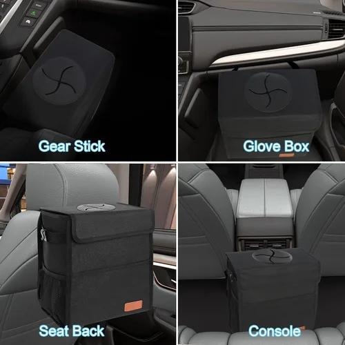 Miniatura 7 de Bolsa de basura impermeable para automóvil, basurero impermeable con tapa para asiento delantero de SUV, multiusos, para colgar en reposacabezas
